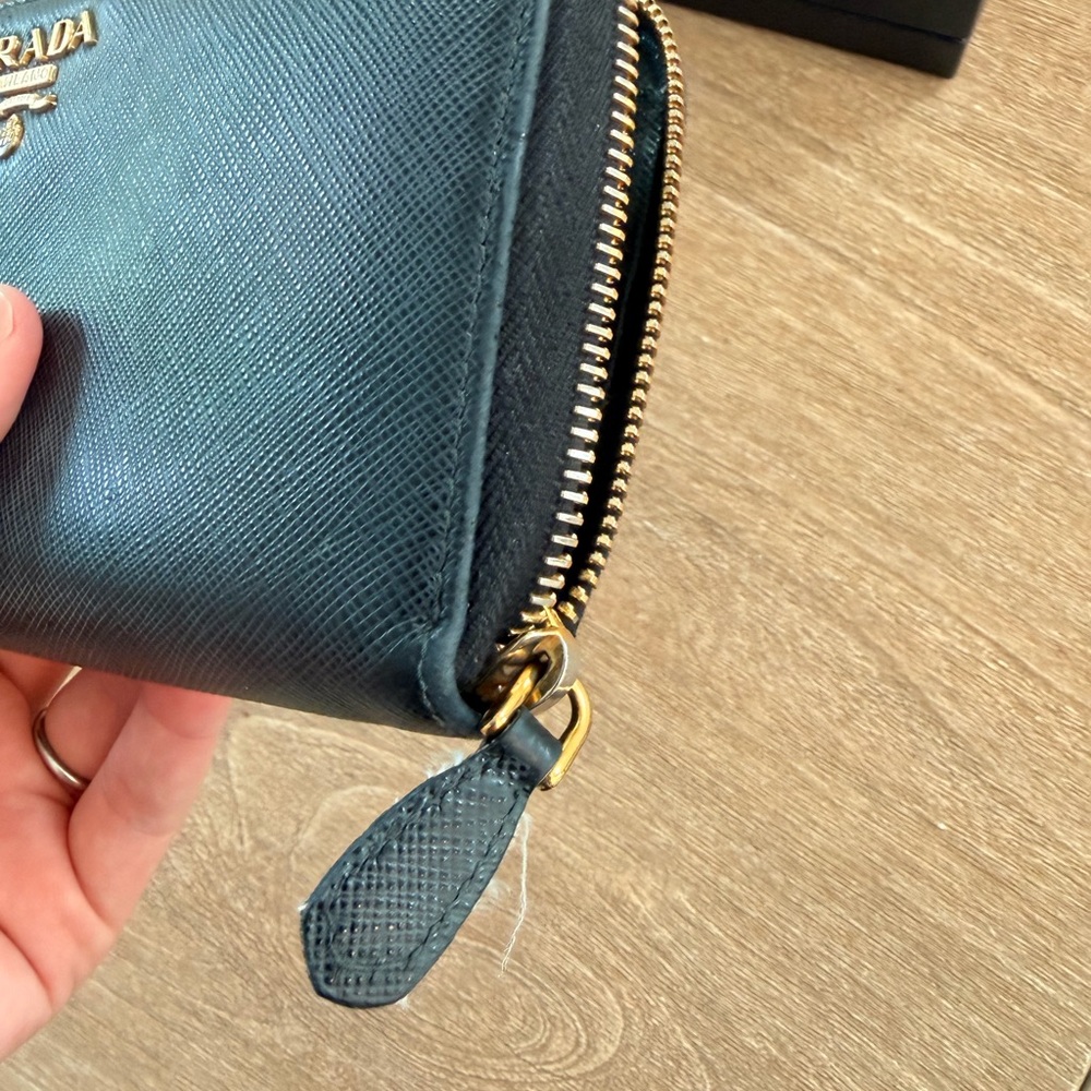 Prada Black Saffiano Zip Around Wallet with Gold Logo - Picture 7 of 7